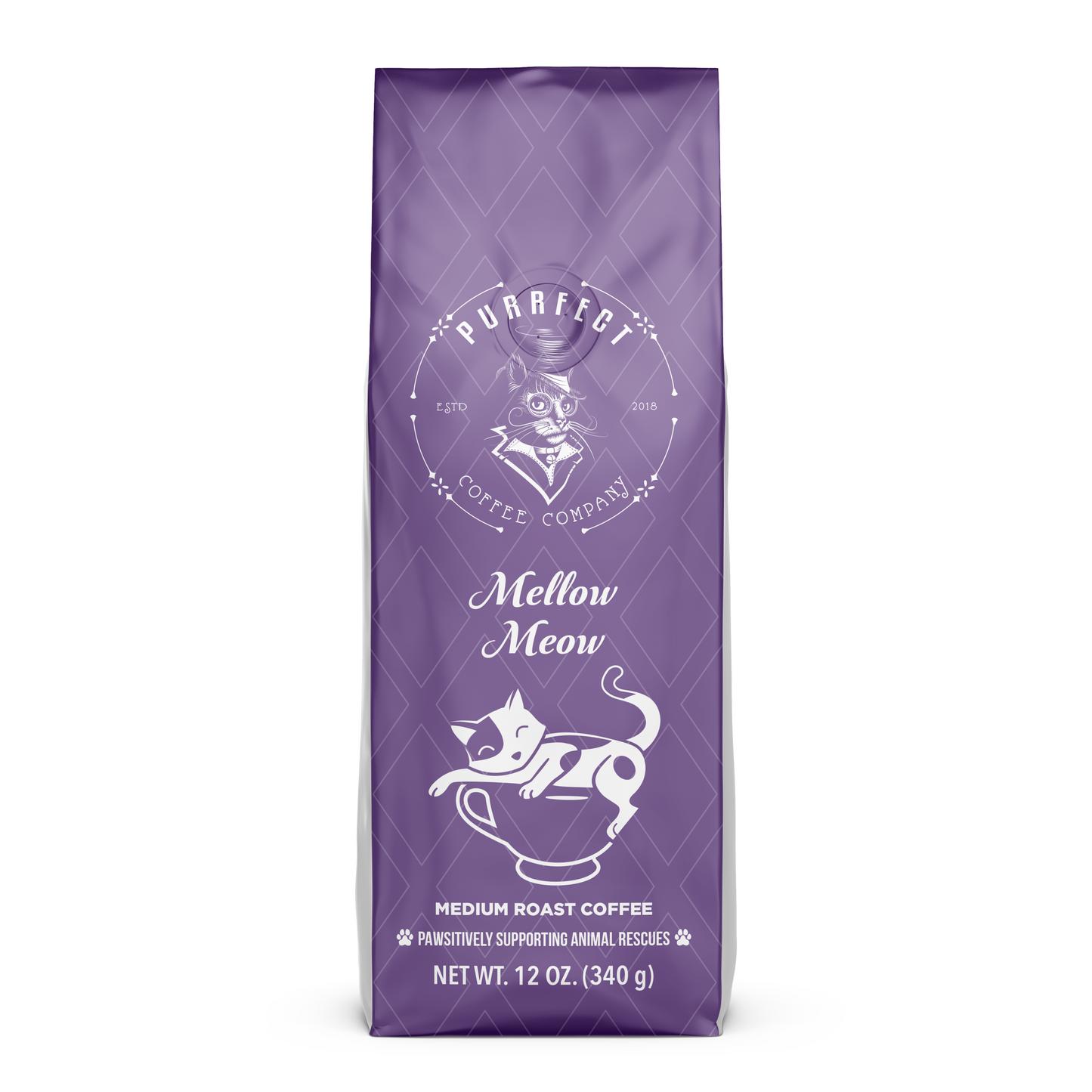 Mellow Meow Coffee Bag – Smooth Medium Roast – Small Batch – Supports Animal Rescue