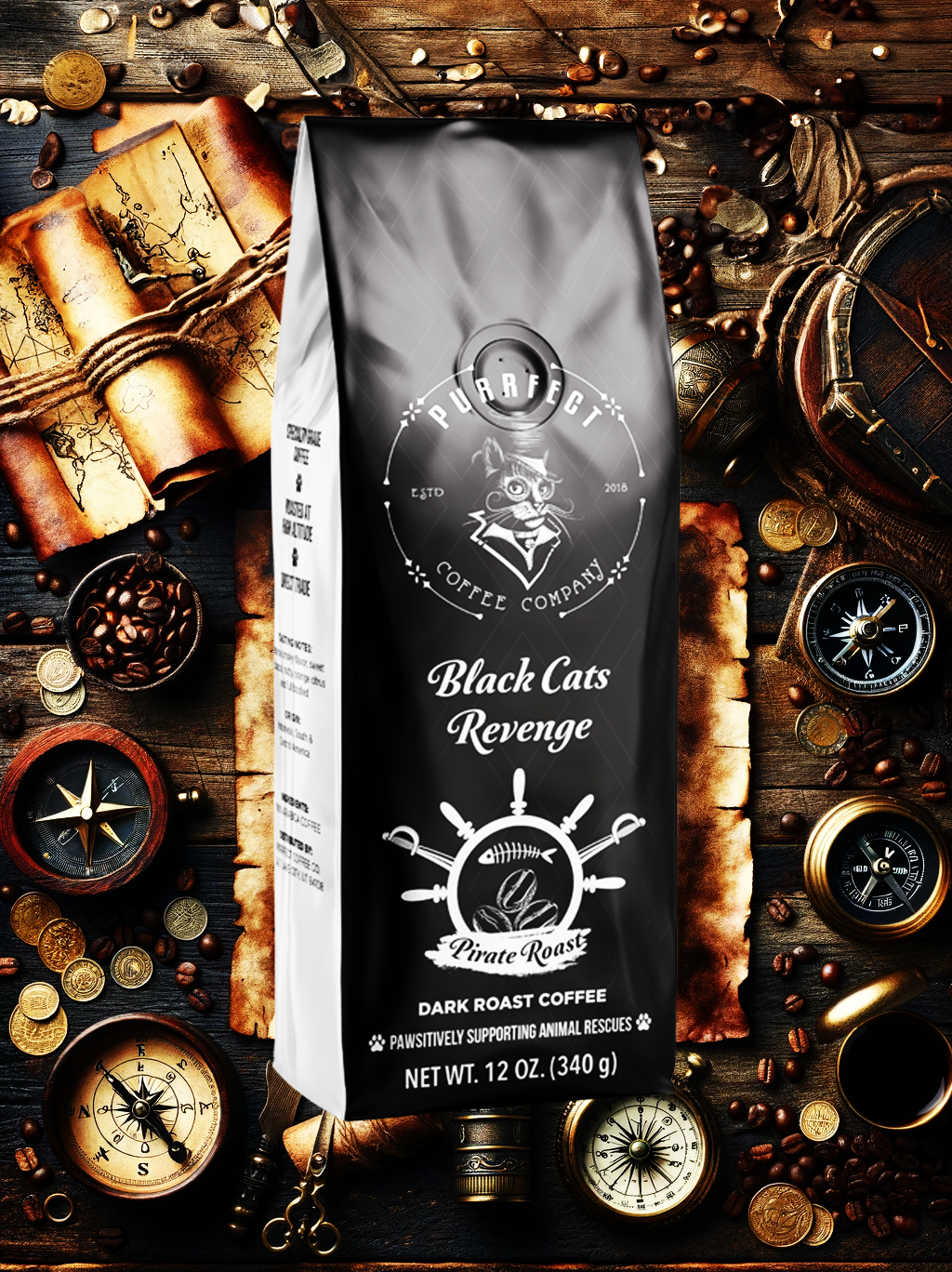 5 lbs Black Cat's Revenge Coffee - Bold & Intense | Purrfect Coffee's Dark Roast